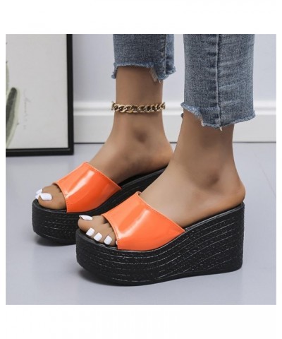 platform wedge Slipper for women platform wedge sandals for women espadrille sandal Heeled Slippers Z 12-orange $15.37 Sandals