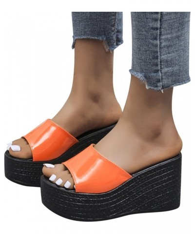 platform wedge Slipper for women platform wedge sandals for women espadrille sandal Heeled Slippers Z 12-orange $15.37 Sandals