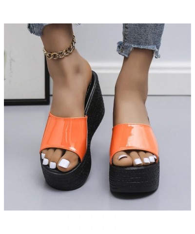 platform wedge Slipper for women platform wedge sandals for women espadrille sandal Heeled Slippers Z 12-orange $15.37 Sandals