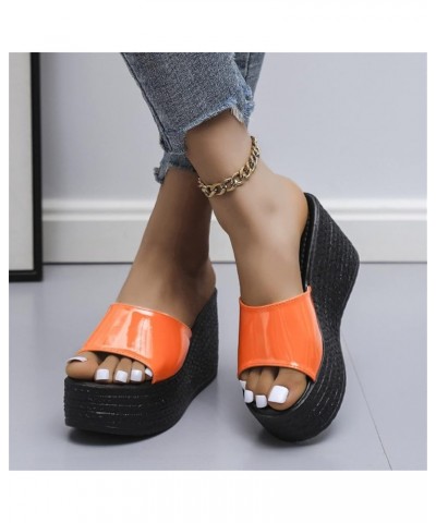 platform wedge Slipper for women platform wedge sandals for women espadrille sandal Heeled Slippers Z 12-orange $15.37 Sandals