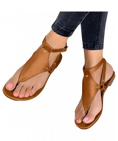 Summer Sandals for Women Casual,Women's Cute Ankle Strap Flat Sandals Casual Shoes Flip-Flops Open Toe Sandals Beach Shoes 9 ...