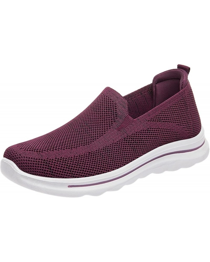 sneakers for women, Fashion Women's Casual Shoes Breathable Slip-on Wedges Outdoor Leisure Sneakers Z 12-watermelon Red $15.3...