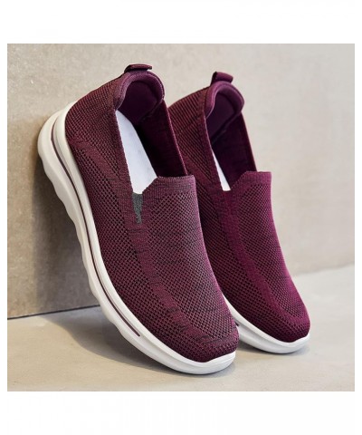 sneakers for women, Fashion Women's Casual Shoes Breathable Slip-on Wedges Outdoor Leisure Sneakers Z 12-watermelon Red $15.3...