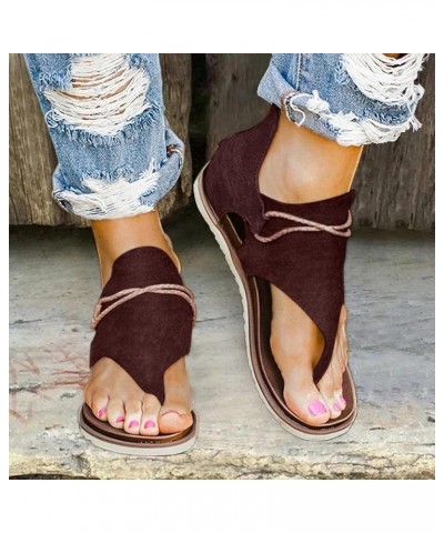 sandals for women dressy summer, Women's Sandals Suede Flat Bottom Strap Fish Mouth Flat Shoes Cool Shoes Z 05-brown $8.59 Sa...