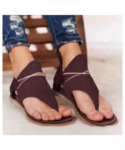 sandals for women dressy summer, Women's Sandals Suede Flat Bottom Strap Fish Mouth Flat Shoes Cool Shoes Z 05-brown $8.59 Sa...