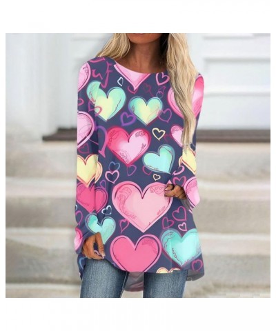 Valentine's Day Long Sleeve Shirt Women Casual Valentine's Day Print Shirt Fashion Crewneck Blouse Tops Holiday Clothes 27-pu...