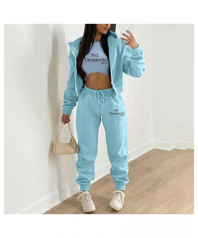 Casual And Fashionable: Letters Print Hoodie Set For Women Perfect For Casual Wear And Stylish Dressing Blue - 2024 Pants for...