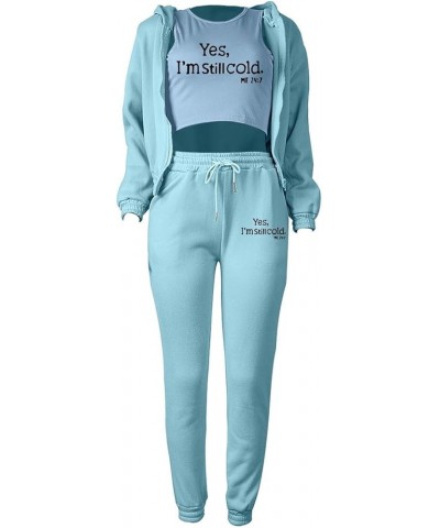 Casual And Fashionable: Letters Print Hoodie Set For Women Perfect For Casual Wear And Stylish Dressing Blue - 2024 Pants for...