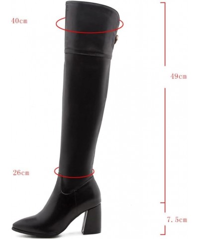 Women Over The Knee Boots Sexy Long Shaft Boots with Block Heel PU Leather Knight Boots with Zipper Winter Warm Snow Boots Wo...