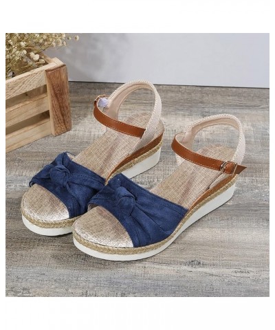 Flats for Women Chunky Block Heels Shoes Yoga Mat Orthopedic Sandal Straps Slip-on Casual Summer Dressy Slide 30-ixpyn-blue6 ...