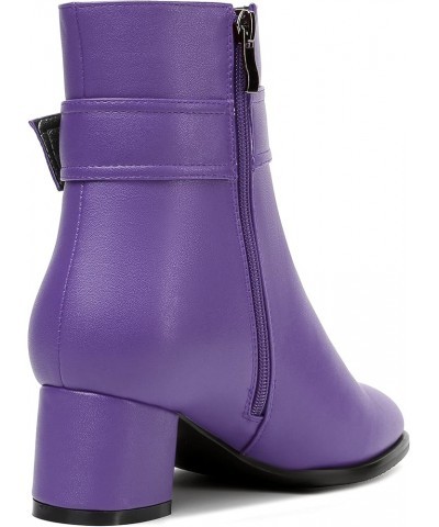 Womens Matte Zip Fashion Round Toe Party Solid Chunky Low Heel Ankle High Boots 2 Inch Lavender $46.73 Boots