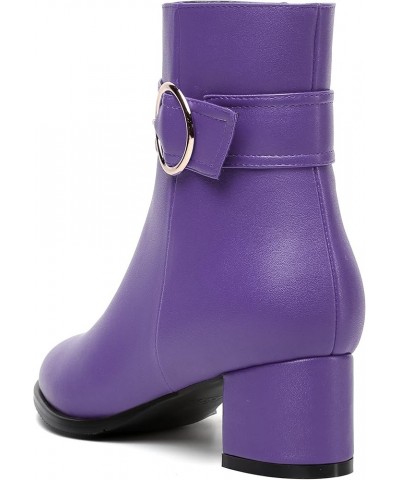 Womens Matte Zip Fashion Round Toe Party Solid Chunky Low Heel Ankle High Boots 2 Inch Lavender $46.73 Boots