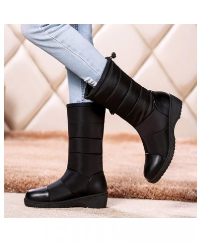 Winter Warm And Plush New Flat Bottom Thickened Down Cloth Medium Snow Boots Large Women's Boots Womens Hale Snow Boot Black ...