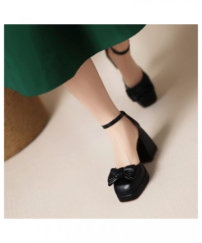 YUE Women Summer Sandals Platform Shoes Square Toe High Heels Black White Pink Size 5-11 Black $27.45 Sandals