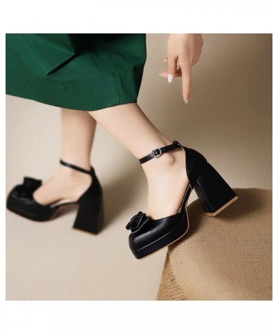 YUE Women Summer Sandals Platform Shoes Square Toe High Heels Black White Pink Size 5-11 Black $27.45 Sandals