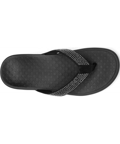 Women's Tide Rhinestones Toe-Post Sandal - Ladies Flip-Flop 7 Black/Silver $34.44 Athletic Shoes