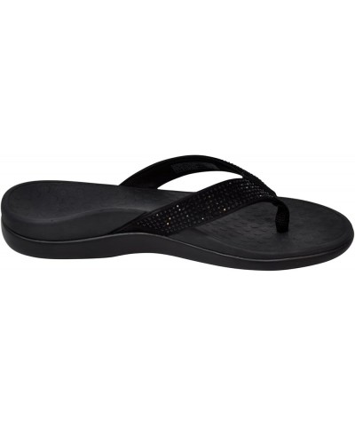 Women's Tide Rhinestones Toe-Post Sandal - Ladies Flip-Flop 7 Black/Silver $34.44 Athletic Shoes