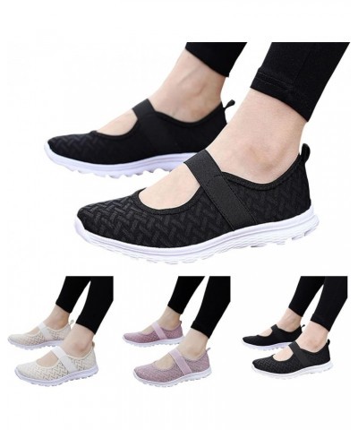 Women's Printed Sandals Women Sneakers Fashionable Simple and Solid Color New Pattern Summer Mesh Breathable Comfortable (Bla...