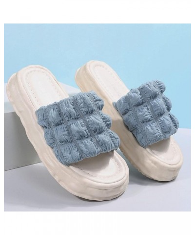 Ladies Summer Fashion Solid Color Fabric Comfortable Massage Thick Sole Slippers Slippers by for Women (Sky Blue, 8.5) 7 Sky ...