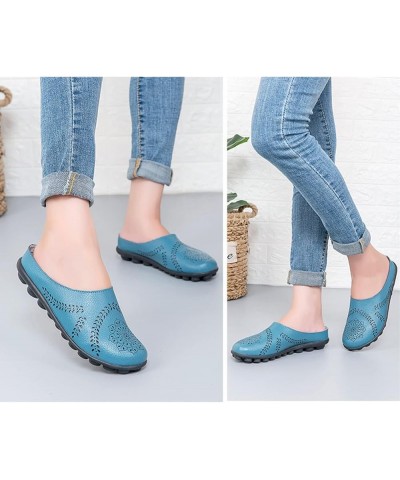 Women's Casual All-Match Hollow Slippers, Summer Low Top Anti-Slip Flats Leather Slip-On Loafer Light Blue $13.84 Loafers & S...