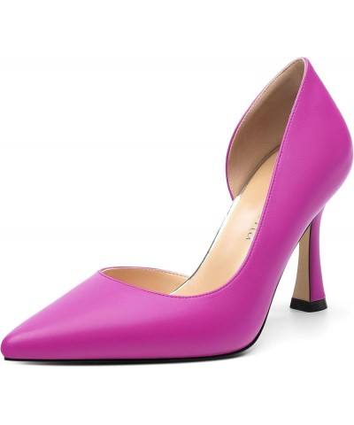 Women's Closed Pointed Toe D'Orsay Shoes Dress High Heels Pumps for Wedding Party，3.3inch Magenta Matte $28.80 Pumps