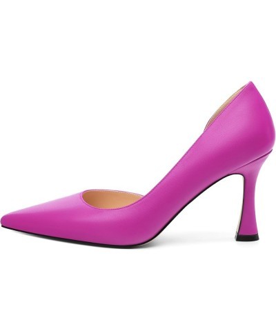 Women's Closed Pointed Toe D'Orsay Shoes Dress High Heels Pumps for Wedding Party，3.3inch Magenta Matte $28.80 Pumps