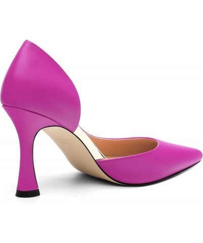 Women's Closed Pointed Toe D'Orsay Shoes Dress High Heels Pumps for Wedding Party，3.3inch Magenta Matte $28.80 Pumps