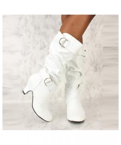 Womens Booties And Ankle Boots Wide Width Fall Boots For Women 2023 Low Heel Retro Heel Shoes Booties Heel High (White, 7.5) ...