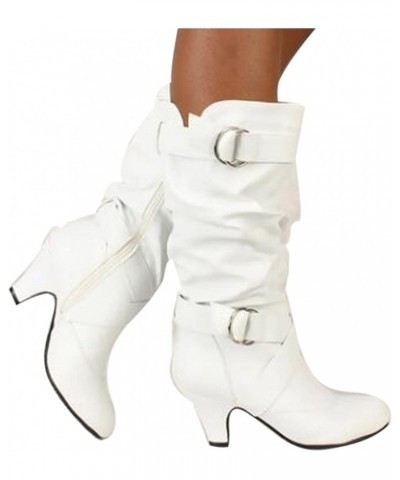 Womens Booties And Ankle Boots Wide Width Fall Boots For Women 2023 Low Heel Retro Heel Shoes Booties Heel High (White, 7.5) ...