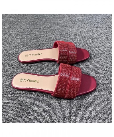 Slippers for Women House Shoes Women's Summer Fashion Casual Flat Low Heel Rhinestone Flip Flops (Gold, 7) Red 8 $16.94 Sandals