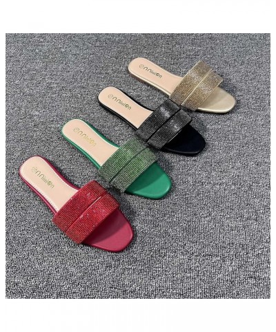 Slippers for Women House Shoes Women's Summer Fashion Casual Flat Low Heel Rhinestone Flip Flops (Gold, 7) Red 8 $16.94 Sandals