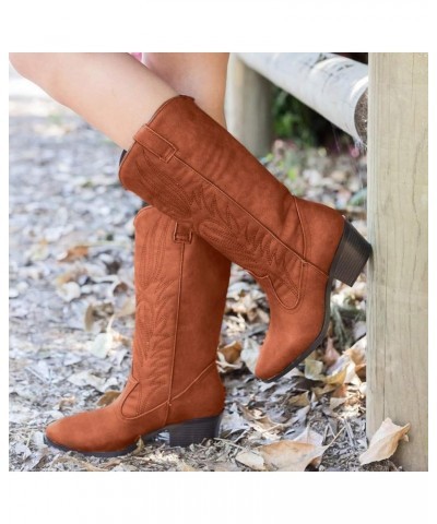 Fall Boots 2023 Trendy Tall White Boots for Women Wide Calf Brown Boots for Women Mid Calf Wedge Botas Para Damas Negras Wome...