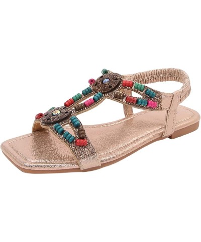 Women Flat Sandals Comfortable Sling Back Women's Flip-Flops Party Evening Footwear Gold $14.78 Outdoor Shoes