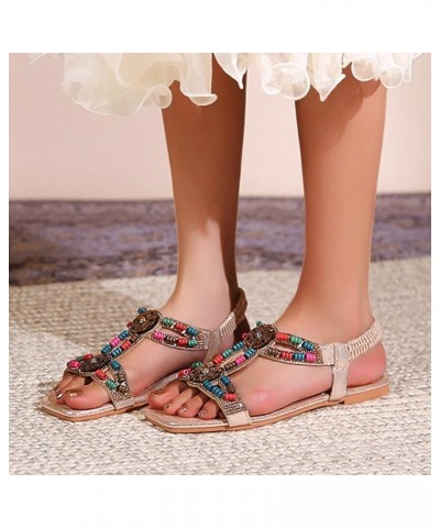 Women Flat Sandals Comfortable Sling Back Women's Flip-Flops Party Evening Footwear Gold $14.78 Outdoor Shoes