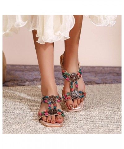 Women Flat Sandals Comfortable Sling Back Women's Flip-Flops Party Evening Footwear Gold $14.78 Outdoor Shoes