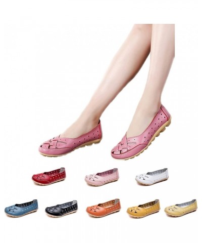 Owlkay New Casual Women Shoes, Comfy Slip-On Cutout Leather Loafers Flats Sandals, Soft Sole Low Top Casual Walking Shoes. (U...