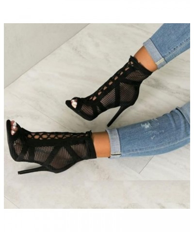 Platform High Heels for Women Platform Espadrille Sandals Heel Open Toe Buckle Ankle Strap Non-Slip Flats Shoes 49-hyems-blac...