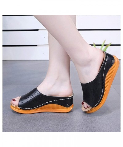 Hollow Heeled Slippers Wedges Shoes Mouth Fashion Fish Slippers Women's Casual Women's Slipper Furry Slippers Women (Yellow, ...