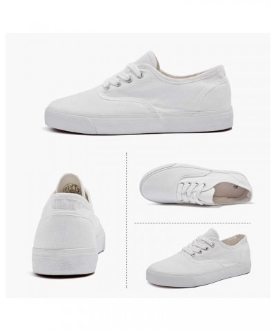 Women's Canvas Sneakers, Low Cut, Flats Running Shoes, Size 7, Breathable White $17.99 Fashion Sneakers