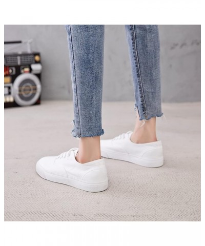 Women's Canvas Sneakers, Low Cut, Flats Running Shoes, Size 7, Breathable White $17.99 Fashion Sneakers