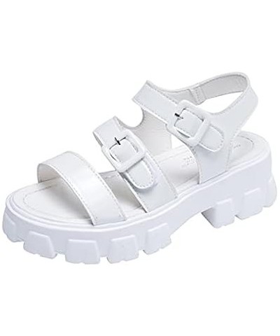 Non-Slip Basic Casual Sandals Women Shoe Fashion 5.5cm Heel Summer Women Sandals Fashion Sandals Buckle Women Sandals (Color ...