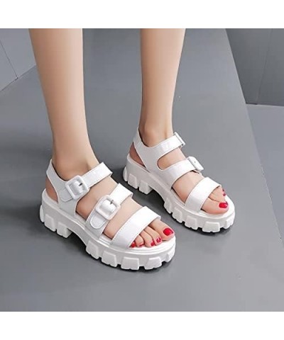 Non-Slip Basic Casual Sandals Women Shoe Fashion 5.5cm Heel Summer Women Sandals Fashion Sandals Buckle Women Sandals (Color ...