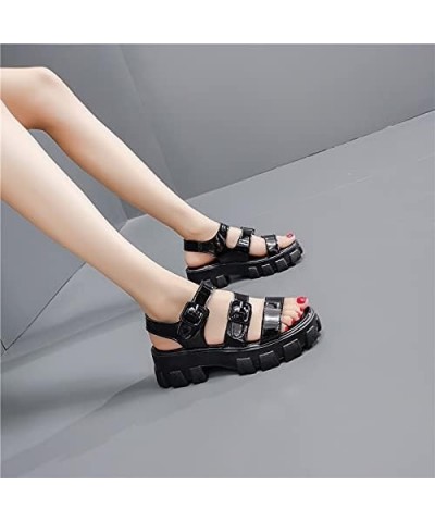 Non-Slip Basic Casual Sandals Women Shoe Fashion 5.5cm Heel Summer Women Sandals Fashion Sandals Buckle Women Sandals (Color ...