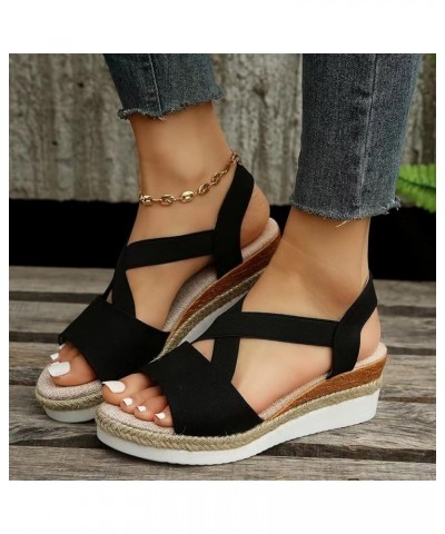 Women Ankle Strap Gladiator Strap Low Wedge Sandal Casual Comfy Flat Arch Support Slip On Shoes 54-ibzwp-bronze-e $12.17 Sandals