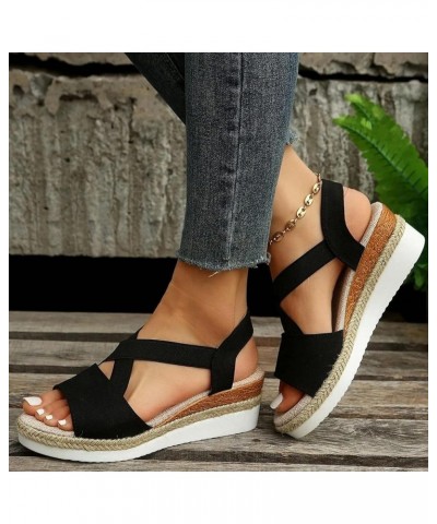 Women Ankle Strap Gladiator Strap Low Wedge Sandal Casual Comfy Flat Arch Support Slip On Shoes 54-ibzwp-bronze-e $12.17 Sandals