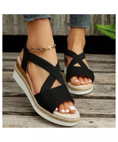 Women Ankle Strap Gladiator Strap Low Wedge Sandal Casual Comfy Flat Arch Support Slip On Shoes 54-ibzwp-bronze-e $12.17 Sandals