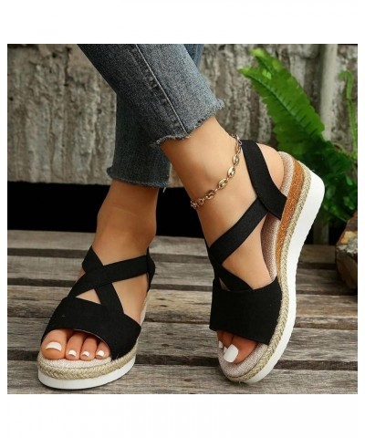 Women Ankle Strap Gladiator Strap Low Wedge Sandal Casual Comfy Flat Arch Support Slip On Shoes 54-ibzwp-bronze-e $12.17 Sandals