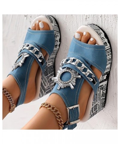 Sandals for Women Platform Espadrilles Sandals Chunky Heel Open Toe Lace Up Anti Slip Flats Shoes 28-ixpyn-lightblue-5 $17.47...