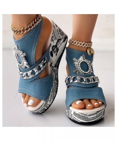 Sandals for Women Platform Espadrilles Sandals Chunky Heel Open Toe Lace Up Anti Slip Flats Shoes 28-ixpyn-lightblue-5 $17.47...