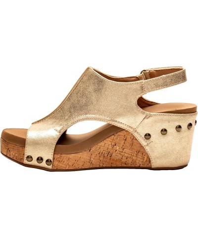 Carley Womens Casual Wedge 2.5 Antique Gold $26.52 Sandals